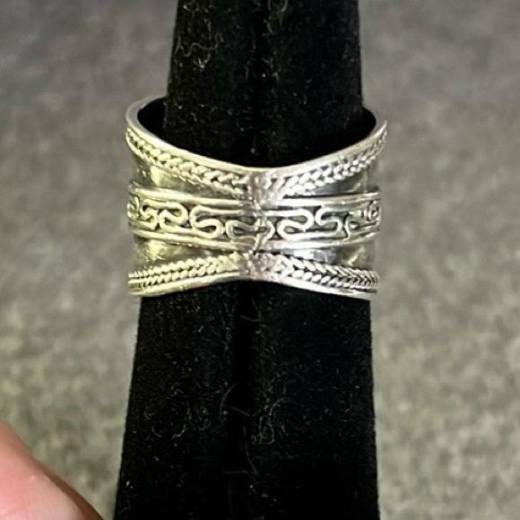Sterling Cigar-band Ring-6 - Picture 4 of 6